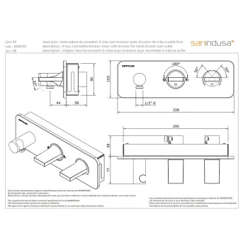 Vannas / Dušas maisītājs Sanindusa Line 42 iebūvējams, Hromēts 555670111
