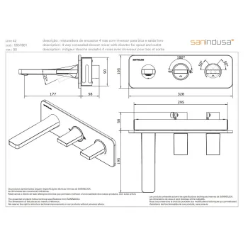 Vannas / Dušas maisītājs Sanindusa Line 42 iebūvējams, Hromēts 555780111