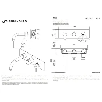 Vannas / Dušas maisītājs Sanindusa Tube, Hromēts 531280111C