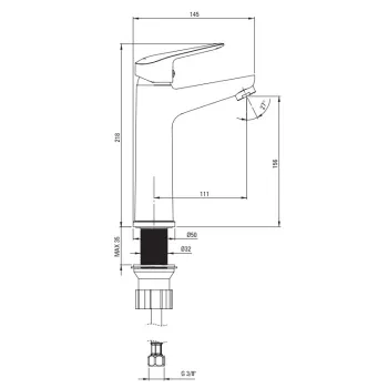Vannas istabas Izlietnes Maisītājs Deante Boro, Hromēta BMO_020N
