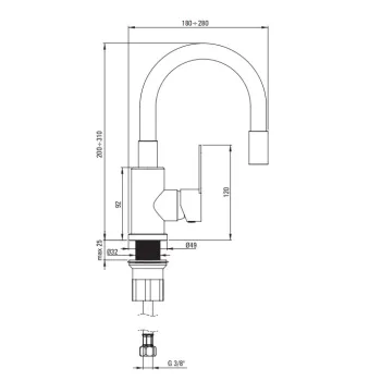 Vannas istabas Izlietnes Maisītājs Deante Lupo, ar elastīgu izteku Melns/Hromēts BLU_B240