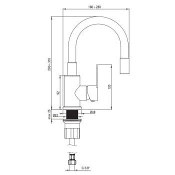 Vannas istabas Izlietnes Maisītājs Deante Lupo, ar elastīgu izteku Nerūsējošais tērauds BLU_W240