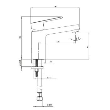 Vannas istabas Izlietnes Maisītājs Deante Maro, Hromēta BLO_020M