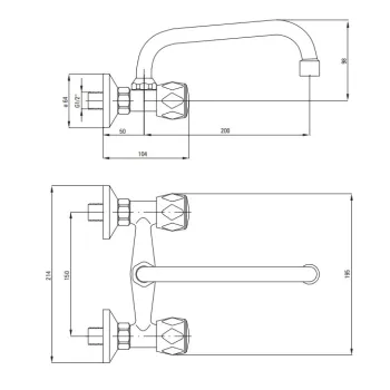 Vannas istabas Izlietnes Maisītājs Deante Teno, BON_050D Hromēts