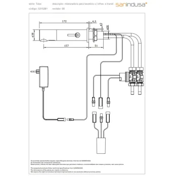 Vannas istabas izlietnes izplūde Sanindusa Tube sensora, (ar tīkla pieslēgumu) bez iebūves daļas, Hromēts 531538111