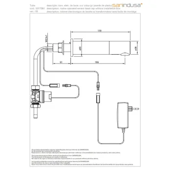 Vannas istabas izlietnes izplūde Sanindusa sensora (ar tīkla pieslēgumu) bez iebūves daļas 531738111