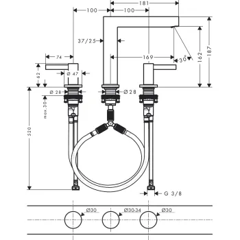 Vannas istabas izlietnes maisītājs Hansgrohe Finoris 160 ar Push-Open vārstu, EcoSmart, hroms 76034000