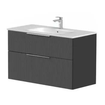 Vannas istabas skapītis Kame Big 100cm 2 atvilknes, bez izlietnes, Rievota Fasāde, Graphite BU/10-3DR/GSF10-BIG