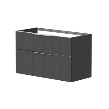 Vannas istabas skapītis Kame Big 100cm 2 atvilknes, Zem virsmas, Bez izlietnes, Rievota Fasāde Graphite BUC/10-3DR/GSF10-BIG