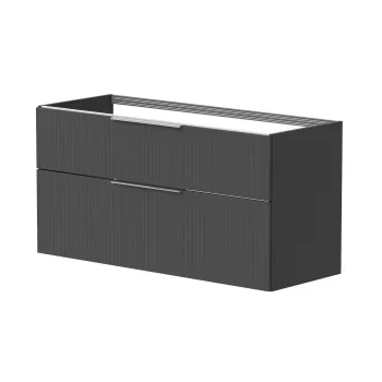 Vannas istabas skapītis Kame Big 120cm dubultā  2 atvilknes, bez izlietnes, Rievota Fasāde, Graphite BUD/12-3DR/GSF10-BIG