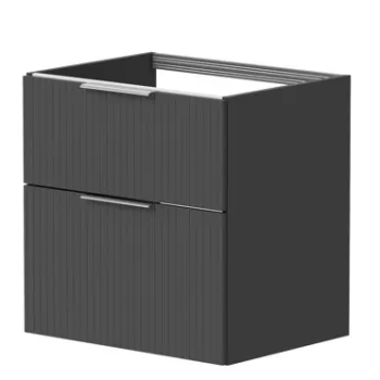 Vannas istabas skapītis Kame Big 60cm 2 atvilknes, bez izlietnes, Rievota Fasāde, Graphite BU/6-3DR/GSF10-BIG