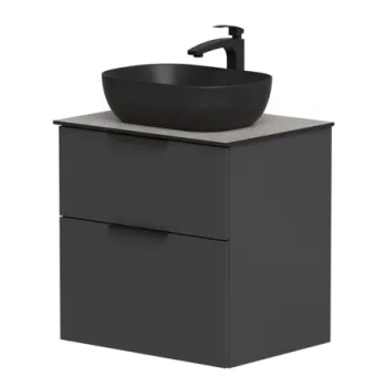 Vannas istabas skapītis Kame Big 60cm 2 atvilknes, Zem virsmas, Bez izlietnes, Graphite BUC/6-3DR/D27-BIG