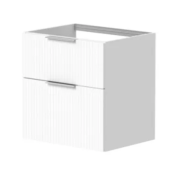 Vannas istabas skapītis Kame Big 60cm 2 atvilknes, Zem virsmas, Bez izlietnes, Rievota Fasāde Balts Matēts BUC/6-3DR/WSF10-BIG