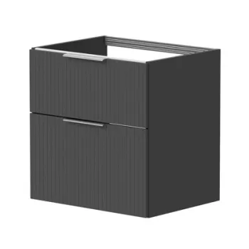 Vannas istabas skapītis Kame Big 60cm 2 atvilknes, Zem virsmas, Bez izlietnes, Rievota Fasāde, Graphite BUC/6-3DR/GSF10-BIG