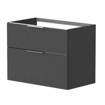 Vannas istabas skapītis Kame Big 80cm 2 atvilknes, bez izlietnes, Rievota Fasāde, Graphite BU/8-3DR/GSF10-BIG