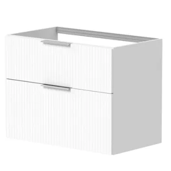 Vannas istabas skapītis Kame Big 80cm 2 atvilknes, bez izlietnes, Rievota Fasāse, Balts Matēts BU/8-3DR/WSF10-BIG