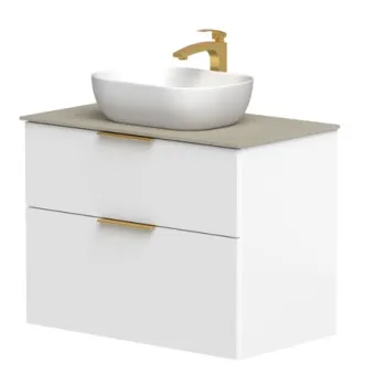 Vannas istabas skapītis Kame Big 80cm 2 atvilknes, Zem virsmas, Bez izlietnes, Balts Matēts BUC/8-3DR/WS-BIG