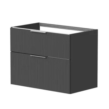 Vannas istabas skapītis Kame Big 80cm 2 atvilknes, Zem virsmas, Bez izlietnes, Rievota FasādE, Graphite BUC/8-3DR/GSF10-BIG