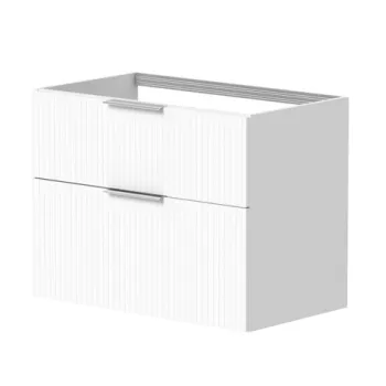 Vannas istabas skapītis Kame Big 80cm 2 atvilknes, Zem virsmas, Bez izlietnes, Rievota Fasāde, Balts Matēts BUC/8-3DR/WSF10-BIG
