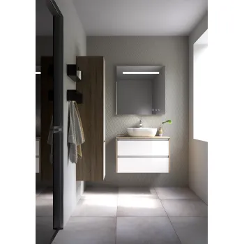 Vannas istabas skapītis Kame City 100cm 2 atvilknes, Zem virsmas, Bez izlietnes, Balti profili, Balts Matēts BUC/10-3DR/D02P3