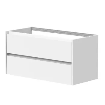 Vannas istabas skapītis Kame City 100cm 2 atvilknes, Zem virsmas, Bez izlietnes, Balti profili, Balts Matēts BUC/10-3DR/D02P3