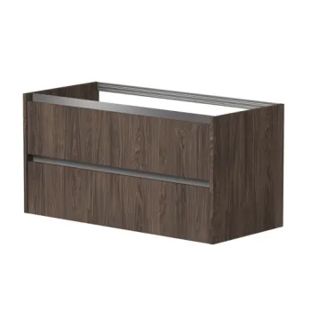 Vannas istabas skapītis Kame City 100cm 2 atvilknes, Zem virsmas, Bez izlietnes, alumīnija profils, Brūns Ozols BUC/10-3DR/20P1