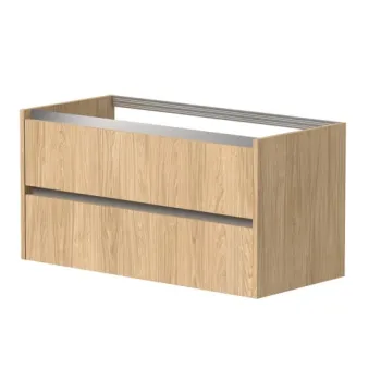 Vannas istabas skapītis Kame City 100cm 2 atvilknes, Zem virsmas, Bez izlietnes, alumīnija profils, Gaišs Ozols BUC/10-3DR/35P1