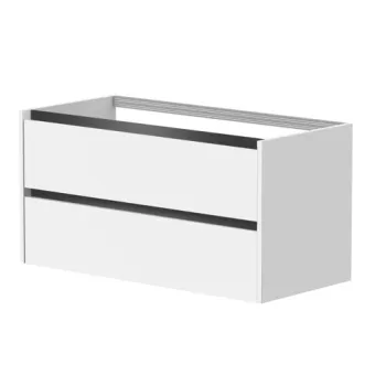 Vannas istabas skapītis Kame City 100cm 2 atvilknes, Zem virsmas, Bez izlietnes, melni profili Balts Matēts BUC/10-3DR/D02P2