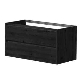 Vannas istabas skapītis Kame City 100cm 2 atvilknes, Zem virsmas, Bez izlietnes, melni profili Melns Ozols BUC/10-3DR/1P2