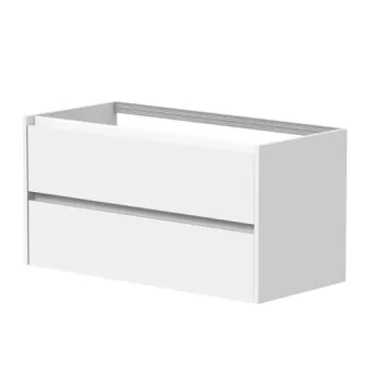Vannas istabas skapītis Kame City 100cm 2 atvilknes, bez izlietnes, Balti profili Balts Matēts BU/10-3DR/D02P3