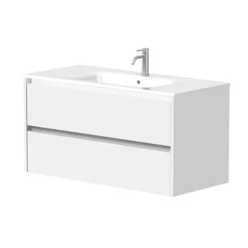 Vannas istabas skapītis Kame City 100cm 2 atvilknes, bez izlietnes, Balti profili Balts Matēts BU/10-3DR/D02P3