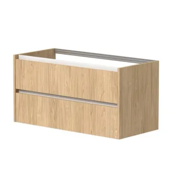 Vannas istabas skapītis Kame City 100cm 2 atvilknes, bez izlietnes, Balti profili, Gaišs Ozols BU/10-3DR/35P3