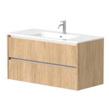 Vannas istabas skapītis Kame City 100cm 2 atvilknes, bez izlietnes, Balti profili, Gaišs Ozols BU/10-3DR/35P3