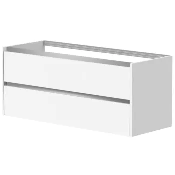 Vannas istabas skapītis Kame City 120cm 2 atvilknes, Bez izlietnes, alumīnija profils, Balts Matēts BU/12-3DR/D02P1