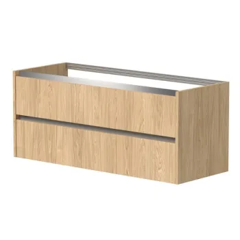 Vannas istabas skapītis Kame City 120cm 2 atvilknes, Bez izlietnes, alumīnija profils, Gaišs Ozols BU/12-3DR/35P1