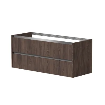 Vannas istabas skapītis Kame City 120cm 2 atvilknes, Zem virsmas, Bez izlietnes, Alumīnija profils Brūns Ozols BUC/12-3DR/20P1