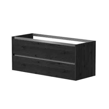 Vannas istabas skapītis Kame City 120cm 2 atvilknes, Zem virsmas, Bez izlietnes, Alumīnija profils Melns Ozols BUC/12-3DR/1P1