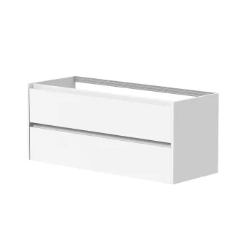 Vannas istabas skapītis Kame City 120cm 2 atvilknes, Zem virsmas, Bez izlietnes, Balti profili, Balts Matēts BUC/12-3DR/D02P3