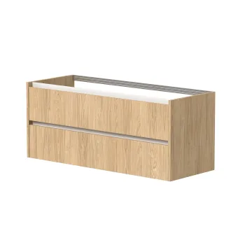 Vannas istabas skapītis Kame City 120cm 2 atvilknes, Zem virsmas, Bez izlietnes, Balti profili, Gaišs Ozols BUC/12-3DR/35P3
