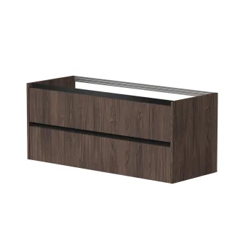 Vannas istabas skapītis Kame City 120cm 2 atvilknes, Zem virsmas, Bez izlietnes, melni profili Brūns Ozols BUC/12-3DR/20P2