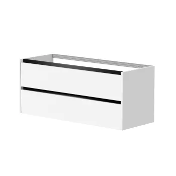 Vannas istabas skapītis Kame City 120cm 2 atvilknes, bez izlietnes, melni profili Balts Matēts BU/12-3DR/D02P2
