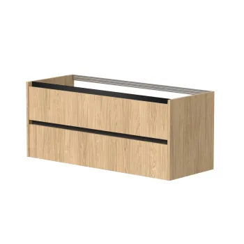 Vannas istabas skapītis Kame City 120cm 2 atvilknes, bez izlietnes, melni profili Gaišs Ozols BU/12-3DR/35P2