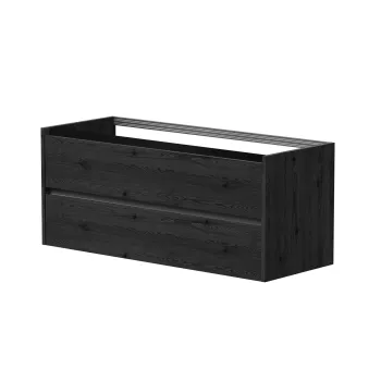 Vannas istabas skapītis Kame City 120cm 2 atvilknes, bez izlietnes, melni profili Melns Ozols BU/12-3DR/1P2