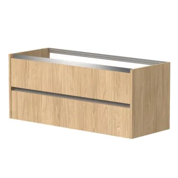 Vannas istabas skapītis Kame City 120cm 2 atvilknes, dubultais Balti profili, Gaišs Ozols BUD/12-3DR/35P3