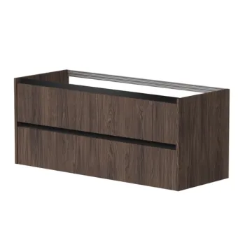 Vannas istabas skapītis Kame City 120cm 2 atvilknes, dubultais Melni profili Brūns Ozols BUD/12-3DR/20P2