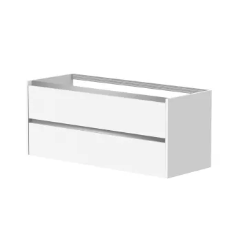 Vannas istabas skapītis Kame City 120cm 2 atvilknes, dubultais, alumīnija profils,  Balts Matēts BUD/12-3DR/D02P1