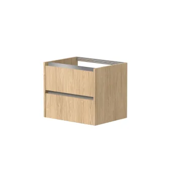 Vannas istabas skapītis Kame City 60cm 2 atvilknes, Zem virsmas, Bez izlietnes, Alumīnija profils Gaišs Ozols BUC/6-3DR/35P1