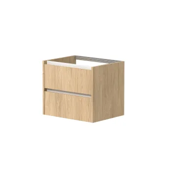Vannas istabas skapītis Kame City 60cm 2 atvilknes, Zem virsmas, Bez izlietnes, Balti profili, Gaišs Ozols BUC/6-3DR/35P3