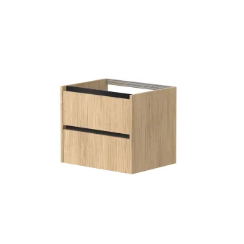 Vannas istabas skapītis Kame City 60cm 2 atvilknes, Zem virsmas, Bez izlietnes, melni profili Gaišs Ozols BUC/6-3DR/35P2
