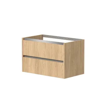 Vannas istabas skapītis Kame City 80cm 2 atvilknes, Zem virsmas, Bez izlietnes, Alumīnija profils Gaišs Ozols BUC/8-3DR/35P1